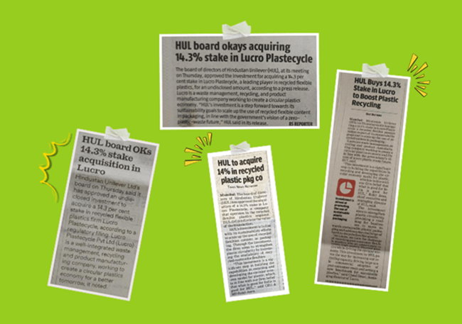 Hindustan Unilever has acquired stake in Lucro Plastecycle 